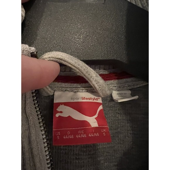 Puma Jacket Zipper Hoodie Grey/Red Size Small Sport Lifestyle - Picture 3 of 11